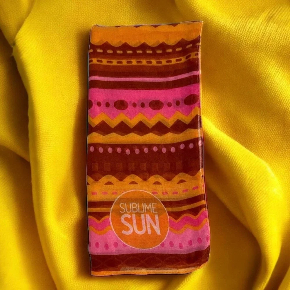 Sublime Sun Geometric Striped Sarong Wrap Women Pink Orange Beach Coastal Summer